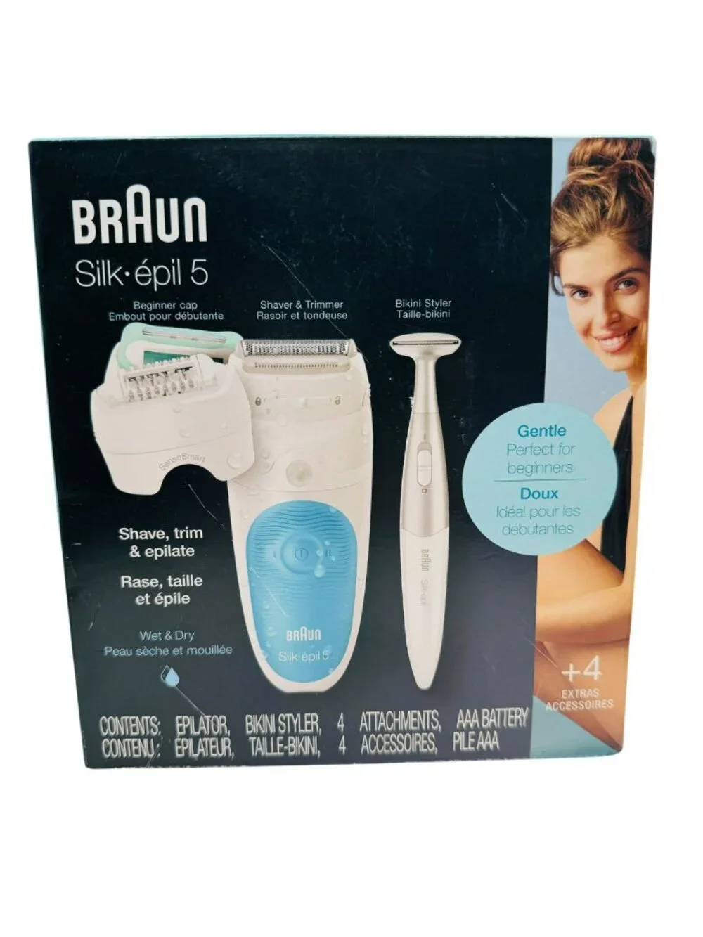 Braun Silk-Épil 5 Epilator & Bikini Styler Kit - Wet/Dry Use Gentle Hair Removal